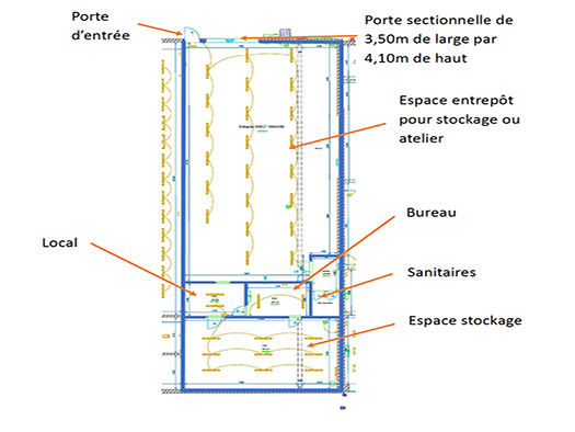To let – 330 m² warehouse in the Terrasses de Coquelles business park in Calais – Pas-de-Calais (62)