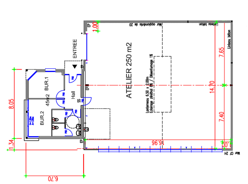 To let – 293 m² industrial warehouse in the Marcel Doret Business Park in Calais – Pas-de-Calais (62)