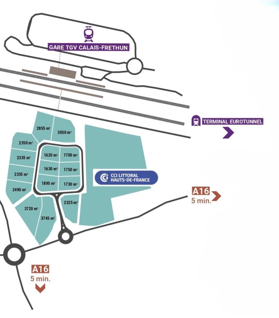 For sale – Industrial plots ranging from 1,620 to 3,745 m² in Calais – Pas-de-Calais (62)